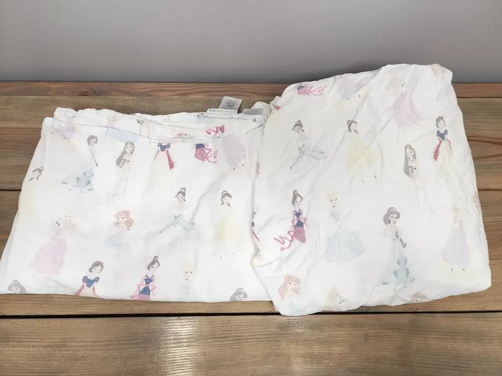 Pottery Barn Princess Disney Twin Size Fitted & Flat Sheet No Pillow Case